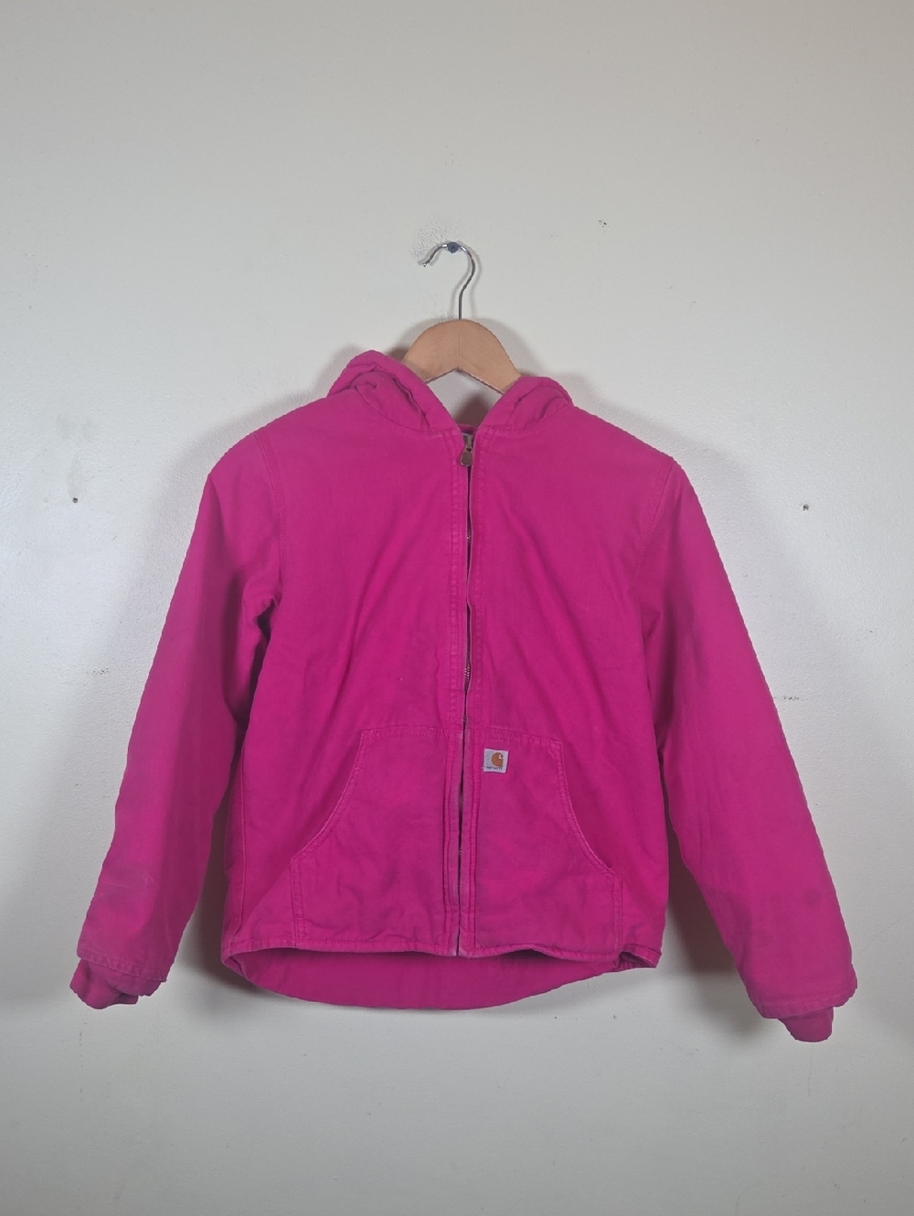 Carhartt Girls sherpa lined Hooded Jacket Pink Size 14 Country Chore Coat